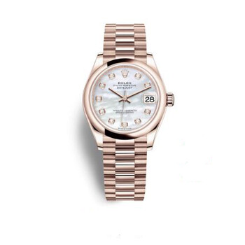 Datejust 31 Mother of Pearl Diamond Dial Ladies 18 ct Everose Gold Everose Gold President Watch 278245MDP