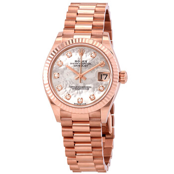 Datejust 31 Mother of Pearl Diamond Dial Ladies 18kt Everose Gold President Watch 278275MDP M278275-0009 Datejust 31 Mother of Pearl Diamond Dial Ladies 18kt Everose Gold President Watch 278275MDP M278275-0009