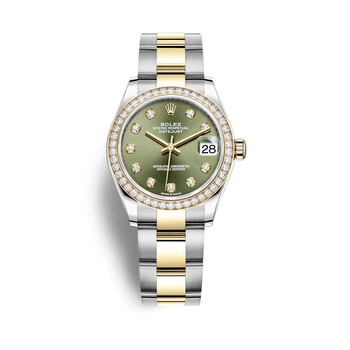Rolex Datejust 31 Olive Green Diamond Dial Ladies Oyster