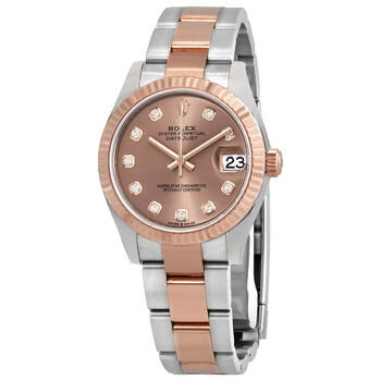 Datejust 31 Rose Diamond Dial Automatic Ladies 18kt Everose Gold Oyster Watch 278271PDO