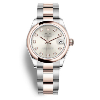 Datejust 31 Silver Diamond Dial Automatic Ladies Steel and 18kt Everose Gold Oyster Watch