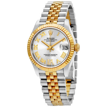 Datejust 31 Silver Diamond Dial Automatic Ladies Steel and 18kt Yellow Gold Jubilee Watch 278273SRDJ