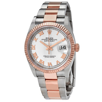 Datejust 36 Automatic White Dial Men's Steel and 18kt Everose Gold Oyster Men's Watch 126231WRO