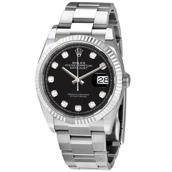 Rolex Datejust 36 Black Diamond Dial Automatic Jubilee Ladies