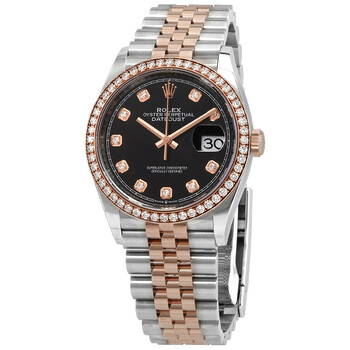Datejust 36 Black Diamond Dial Automatic Men's Steel and 18k Everose Gold Jubilee Watch 126281BKDJ