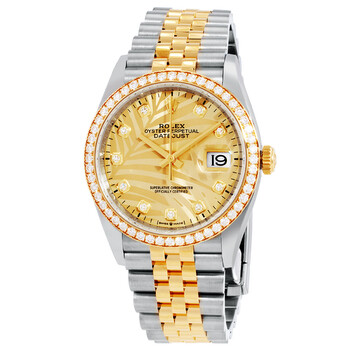Datejust 36 Golden Palm-Motif Diamond Dial Automatic Steel and 18kt Yellow Gold Jubilee Watch M126283rbr-0029 M126283RBR-0029