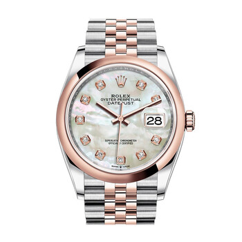 Datejust 36 Mother of Pearl Diamond Dial Men's Steel and 18k Everose Gold Jubilee Watch 126201MDJ