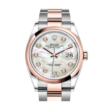 Datejust 36 Mother of Pearl Diamond Dial Men's Steel and 18K Everose Gold Oyster Watch 126201MDO