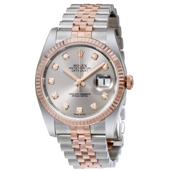 Datejust 36 Rhodium Diamond Dial Steel and 18kt Everose Gold Men's Watch 116231RDJ Datejust 36 Rhodium Diamond Dial Steel and 18kt Everose Gold Men's Watch 116231RDJ