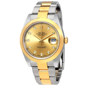 Datejust 41 Champagne Diamond Dial Steel and 18K Yellow Gold Oyster Men's Watch 126303CDO