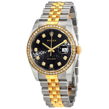 Datejust Black Dial Ladies 18 Carat Yellow Gold and Stainless Steel Watch 116243BKJDJ