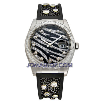 のわページ Rolex Datejust 36 116185BVR, 18K Rose Gold, Zebra Pave