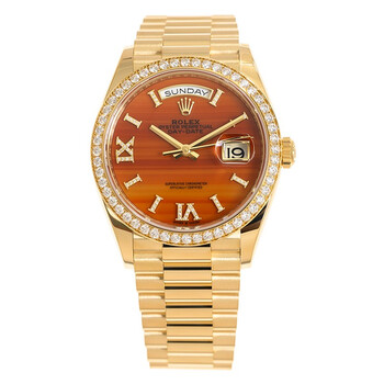 Rolex Day-Date 40 Diamond Pave W/ Red Sapphire Bezel Men's Watch