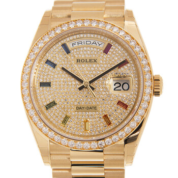 Eri♡ Rolex Day-Date 40 Diamond Pave W/ Red Sapphire Bezel Men's