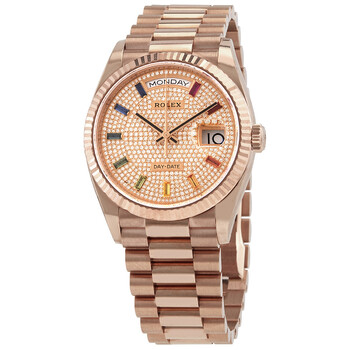 Rolex Day-Date 36 Diamond Paved Dial 18kt Everose Gold President