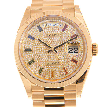 ダモ氏 Rolex Day-Date 40 Diamond Pave W/ Red Sapphire Bezel Men's