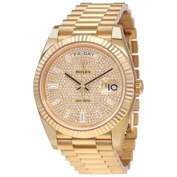 Day-Date 40 Diamond-Paved Dial Men's 18kt Yellow Gold Rolex President Watch M228238-0054