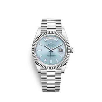 Day-Date 40 Ice-Blue Baguette Dial Men's Platinum President Watch M228236-0006
