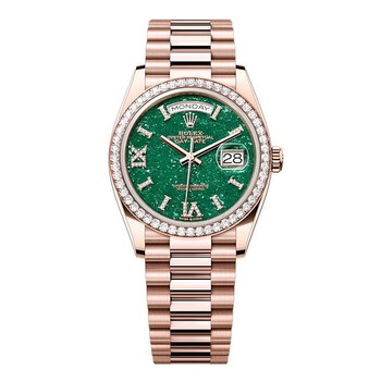 Day-Date Automatic Chronometer Diamond Green Aventurine Dial Unisex Watch 128345RBR-0068