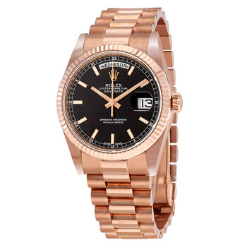 Rolex Day-Date Black Dial 18K Yellow Gold President Automatic