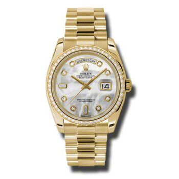 Day-Date Mother Of Pearl Dial 18K Yellow Gold President Automatic Ladies Watch 118348MDP