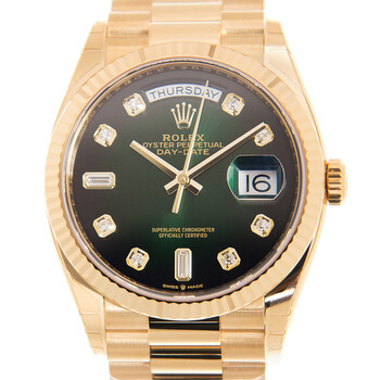 Rolex Day-Date 36 Dark Grey Diamond Dial 18kt Yellow Gold