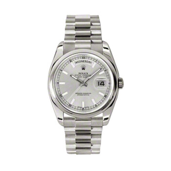 アクセサリー 558kaju Rolex Day-Date White Dial 18K White Gold Oyster Bracelet