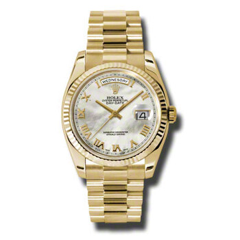 Day-Date White Mother-Of-Pearl Dial 18K Yellow Gold President Automatic Men's Watch 118238MRP