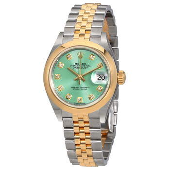 赤ダリア&ホワイトグリーン Rolex Lady-Datejust 279175-0013 Green Diamond-Set Dial
