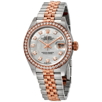 Lady Datejust Mother of Pearl Steel and 18K Everose Gold Diamond Jubilee Watch 279381MDJ