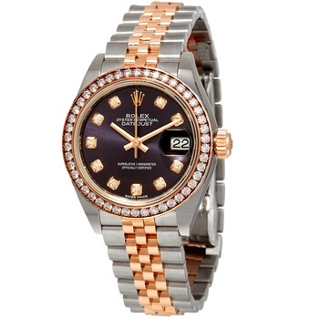 Lady Datejust Purple Diamond Dial Ladies Steel and 18kt Everose Gold Jubile Watch