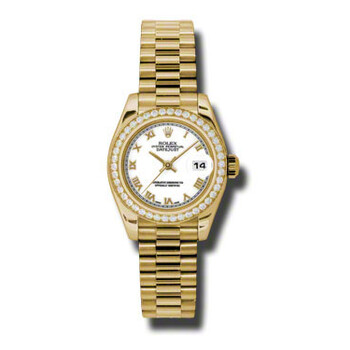 Rolex Lady-Datejust 26 White Dial 18K Yellow Gold President Automatic Ladies  Watch 179158WRP 845960079839 - Watches, Lady-Datejust - Jomashop