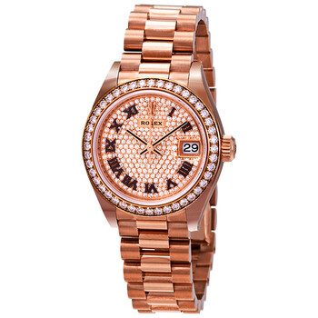 Rolex Lady-Datejust 26 Pink Dial 18K Rose Gold President Automatic