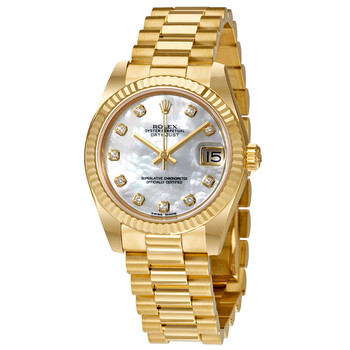 New Model◎All-round＋P◎10inch◎3665 Rolex Datejust 31 Mother of Pearl Diamond Ladies 18kt Yellow
