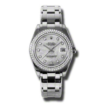 Lady-Datejust Pearlmaster Mother Of Pearl Diamond Dial 18K White Gold Automatic Ladies Watch