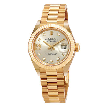 Rolex Datejust 31 Automatic 18kt Everose Gold Diamond Silver Dial