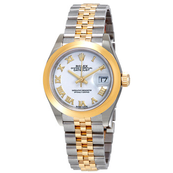 Lady-Datejust White Dial Automatic Ladies 18kt Yellow Gold and Steel Jubilee Watch 279163WRJ