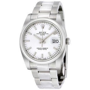 Oyster Perpetual Date 34 White Dial Stainless Steel Bracelet Automatic Watch 115200WSO Oyster Perpetual Date 34 White Dial Stainless Steel Bracelet Automatic Watch 115200WSO