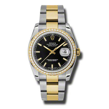 可愛いクリスマスツリーやギフトが！ Rolex Stainless Dial Black 36 Datejust Perpetual Oyster トップス