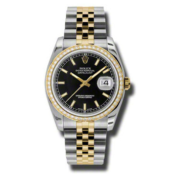 Oyster Perpetual Datejust 36 Black Dial Stainless Steel and 18K Yellow Gold Jubilee Bracelet Automatic Ladies Watch 116243BKSJ