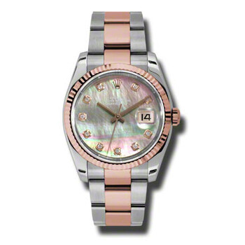 Oyster Perpetual Datejust 36 Black Mother of Pearl Dial Stainless Steel and 18K Everose Gold Bracelet Automatic Ladies Watch 116231BKMDO