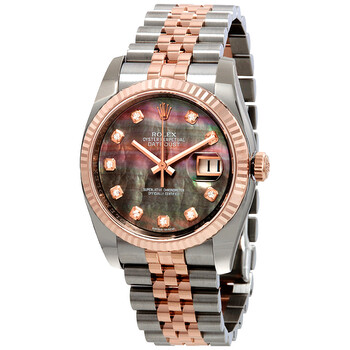 Oyster Perpetual Datejust 36 Black Mother of Pearl Dial Stainless Steel and 18K Everose Gold Jubilee Bracelet Automatic Ladies Watch 116231BKMDJ