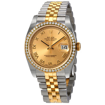 Oyster Perpetual Datejust 36 Champagne Dial Stainless Steel and 18K Yellow Gold Jubilee Bracelet Automatic Ladies Watch 116243CRJ