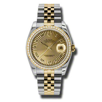 Oyster Perpetual Datejust 36 Champagne Dial Stainless Steel and 18K Yellow Gold Jubilee Bracelet Automatic Ladies Watch 116243CSBRJ