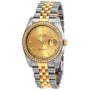 Oyster Perpetual Datejust 36 Champagne Dial Stainless Steel and 18K Yellow Gold Jubilee Bracelet Automatic Ladies Watch 116243CSJ