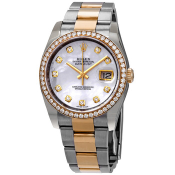 Oyster Perpetual Datejust 36 Mother of Pearl Dial Stainless Steel and 18K Yellow Gold Bracelet Automatic Ladies Watch 116243MDO