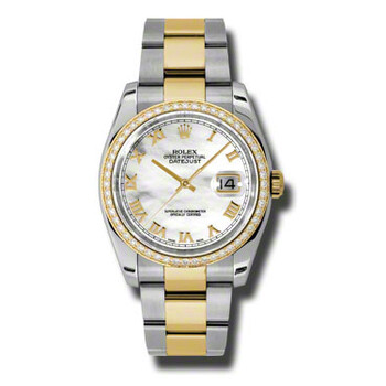 Oyster Perpetual Datejust 36 Mother of Pearl Dial Stainless Steel and 18K Yellow Gold Bracelet Automatic Ladies Watch 116243MRO