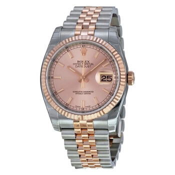 Oyster Perpetual Datejust 36 Pink Champagne Dial Stainless Steel and 18K Everose Gold Jubilee Bracelet Automatic Ladies Watch 116231PSJ