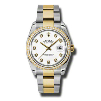 Oyster Perpetual Datejust 36 White Dial Stainless Steel and 18K Yellow Gold Bracelet Automatic Ladies Watch 116243WDO