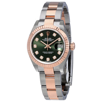 Oyster Perpetual Datejust Olive Green Diamond Dial Ladies Oyster Watch 279171ODO